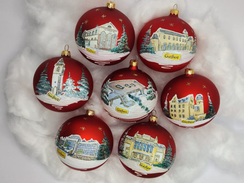 Alle Motive der Gießener Weihnachtskugel 2019-2025